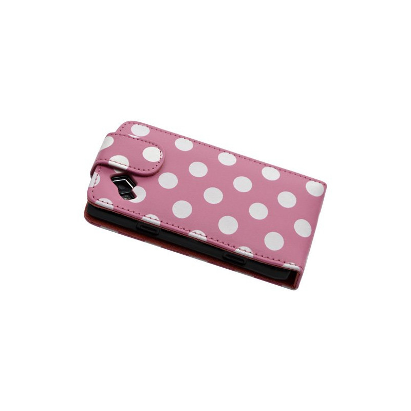 Housse étui coque pour Samsung Wave 2 S8530 motif points couleur rose pâle + film écran