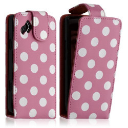 Housse étui coque pour Samsung Wave 2 S8530 motif points couleur rose pâle + film écran