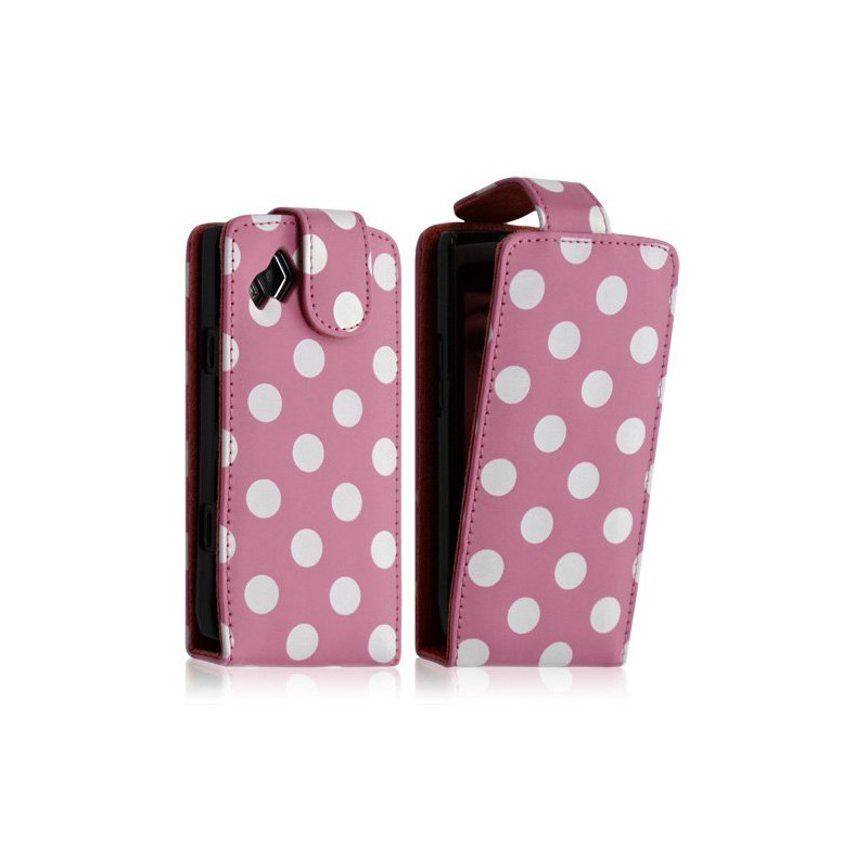 Housse étui coque pour Samsung Wave 2 S8530 motif points couleur rose pâle + film écran