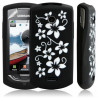 Silicone pour samsung S5620 Player Star 2 motif fleurs couleur noir + film protection ecran