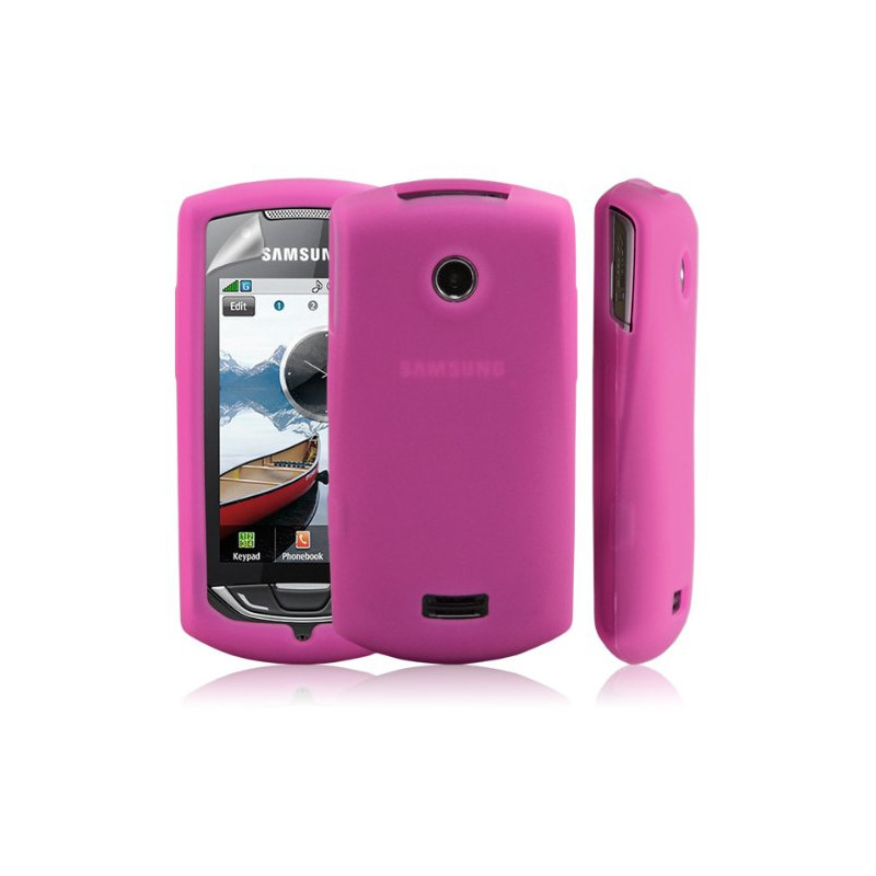 housse silicone pour Samsung S5620 Player Star2 couleur rose fushia + film protecteur ecran