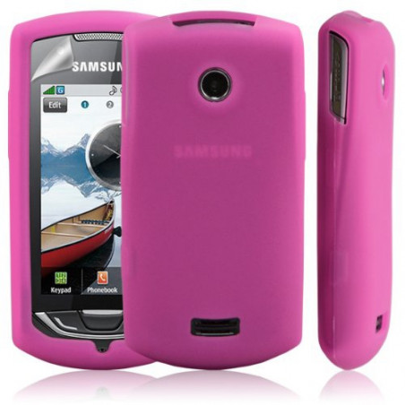 housse silicone pour Samsung S5620 Player Star2 couleur rose fushia + film protecteur ecran