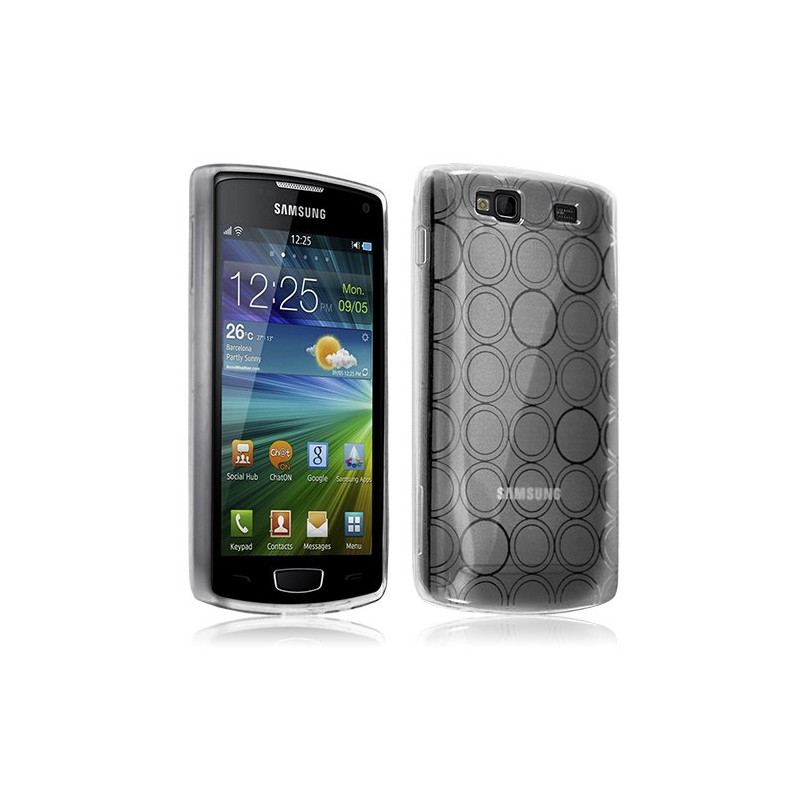 Housse étui coque gel motifs cercle pour Samsung Wave 3 couleur blanc