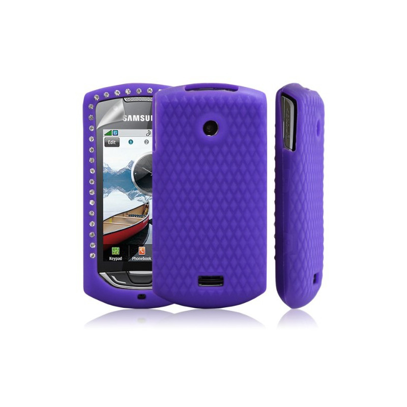 Silicone pour samsung S5620 Player Star 2 diamant couleur violet + film protection ecran