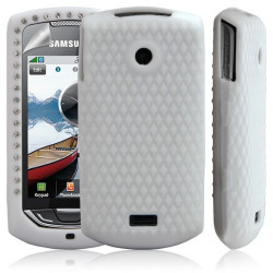 Silicone pour samsung S5620 Player Star 2 diamant couleur blanc + film protection ecran