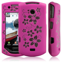 Housse coque rigide pour samsung S5620/S5628 Player Star 2 couleur rose fuschia motif fleur + film proteteur