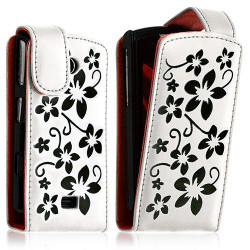 Etui pour samsung S5620 Player Star 2 motif fleur couleur blanc + Film Protecteur