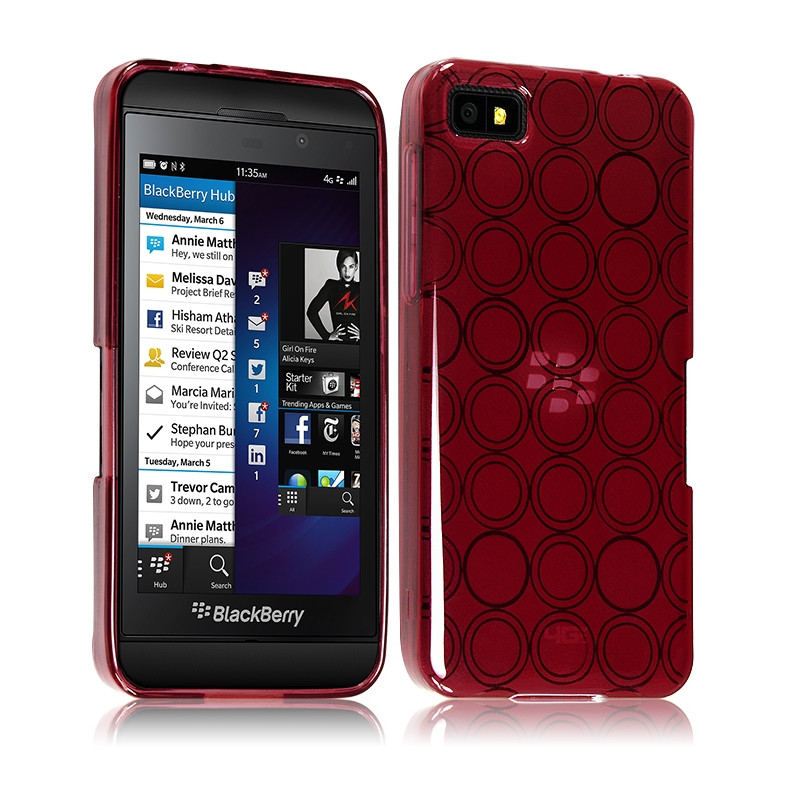 Housse Coque Style Cercle pour Blackberry Z10 Couleur Rouge Translucide
