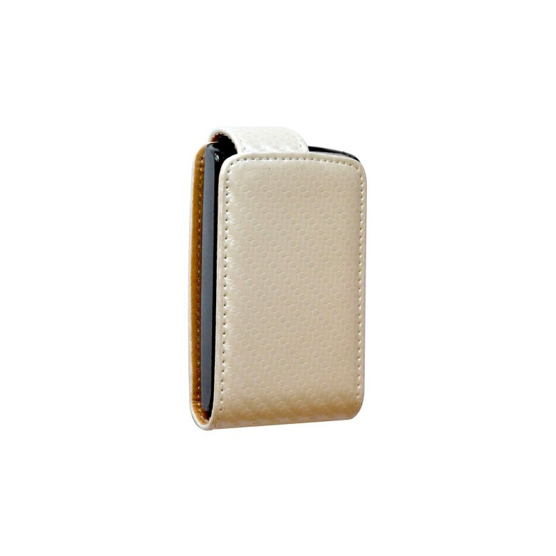 Housse coque étui Blanc Gaufré pour Sony Ericsson Xperia X10 Mini + Film de protection d'écran