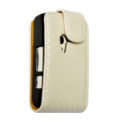 Housse coque étui Blanc Gaufré pour Sony Ericsson Xperia X10 Mini + Film de protection d'écran