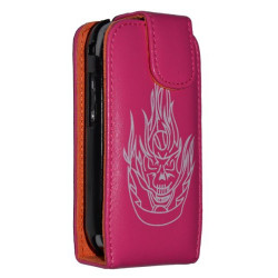 housse coque étui rose fuchsia motif tête de mort pour Samsung Player 5 S5560 + film protecteur d'écran