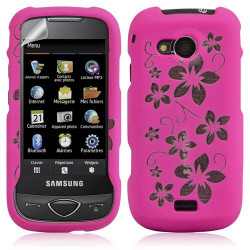 Housse coque rigide complète pour Samsung Player 5 S5560 couleur motif fleur couleur rose + film ecran