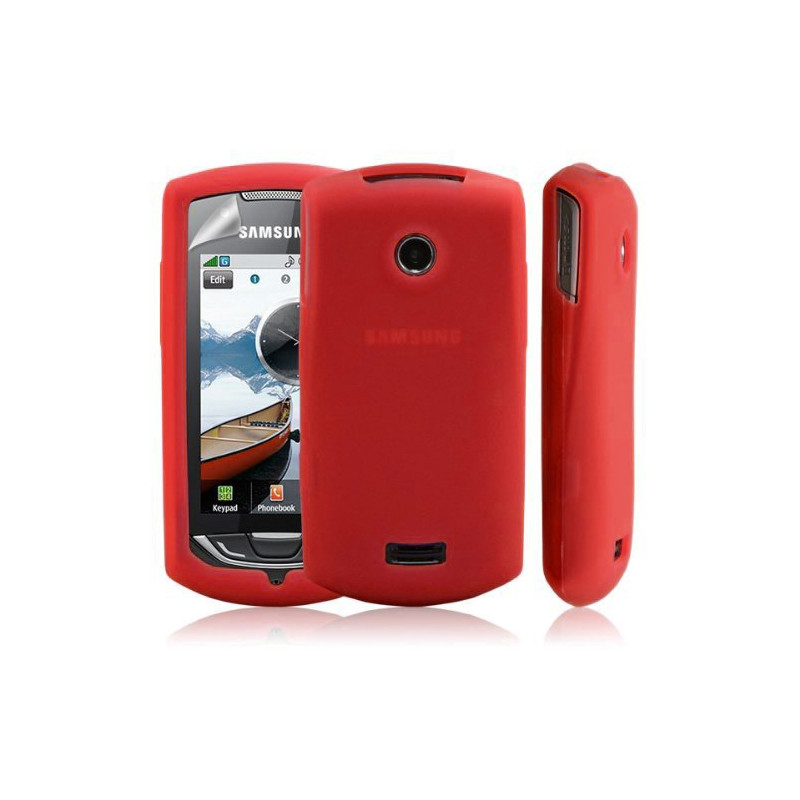 housse silicone pour Samsung S5620 Player Star2 couleur rouge + film protecteur ecran