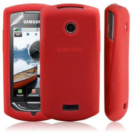 housse silicone pour Samsung S5620 Player Star2 couleur rouge + film protecteur ecran