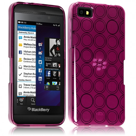 Housse Coque Style Cercle pour Blackberry Z10 Couleur Rose Fushia Translucide