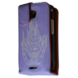 housse coque étui violet motif tête de mort pour Samsung Galaxy Teos i5800 / Galaxy Naos i5801 + film écran