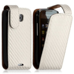 Housse coque étui gaufré pour Samsung Galaxy Teos i5800 couleur blanc nacré