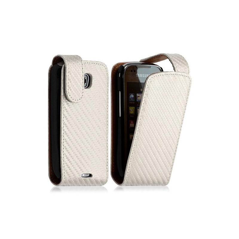 Housse coque étui gaufré pour Samsung Galaxy Teos i5800 couleur blanc nacré