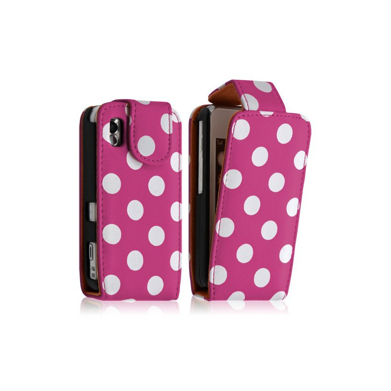 Housse étui coque pour Samsung Player One S5230 motif points couleur rose fuschia + film écran