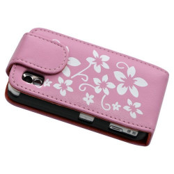 Housse coque etui pour Samsung Player One S5230 motif fleurs couleur rose + film écran