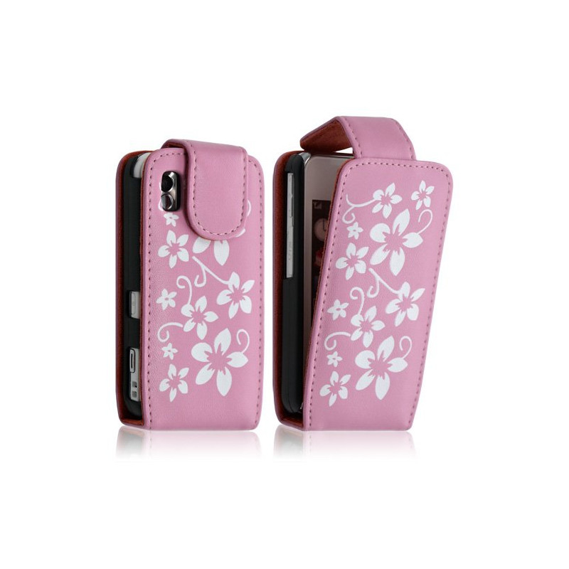 Housse coque etui pour Samsung Player One S5230 motif fleurs couleur rose + film écran