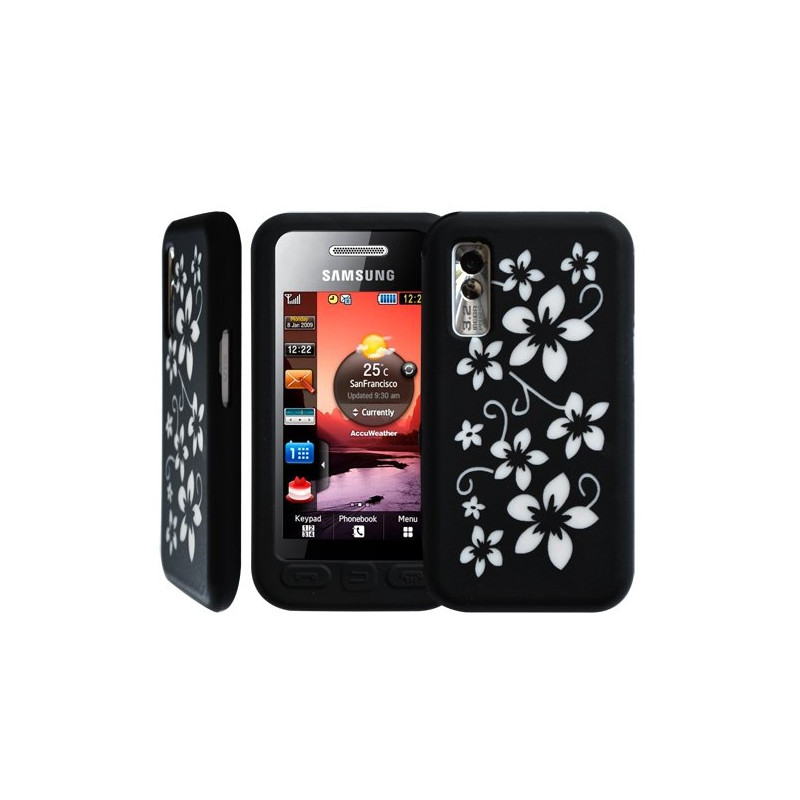 Housse étui coque en silicone pour Samsung S5230 Player One motif fleur couleur noir