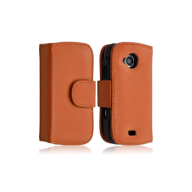 housse coque etui portefeuille pour Samsung Player 5 S5560 couleur orange + Film protecteur