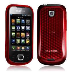 Housse coque gel damier transparent Samsung Galaxy Teos i5800 couleur rouge