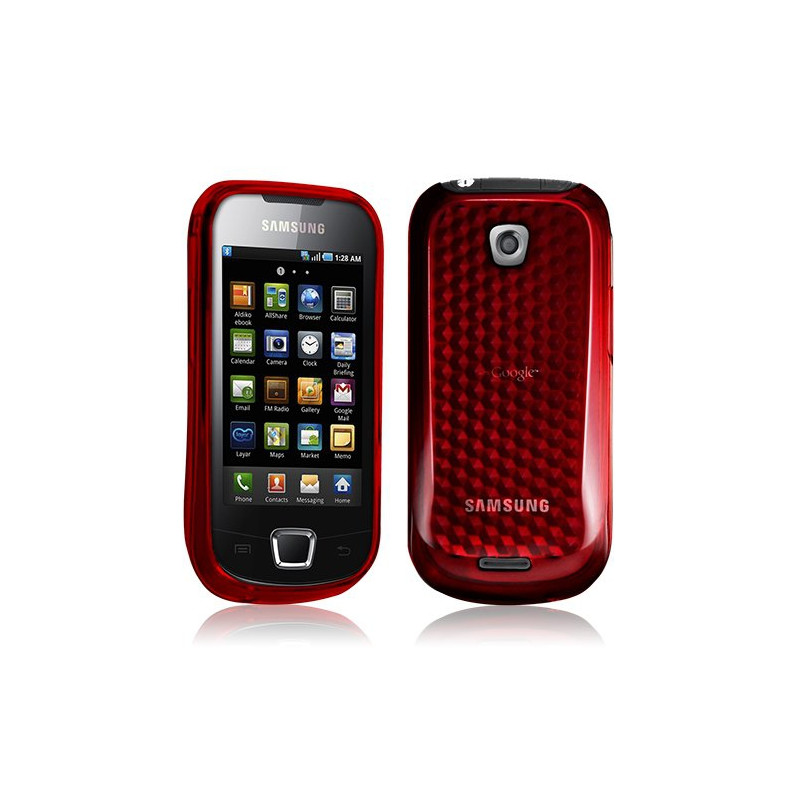 Housse coque gel damier transparent Samsung Galaxy Teos i5800 couleur rouge