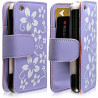 Housse coque étui portefeuille pour Apple Iphone 3G / 3GS motif fleur couleur violet + film écran