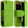 Housse coque étui portefeuille pour Apple Iphone 3G / 3GS couleur vert + film écran