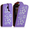 Housse coque étui pour Samsung Chat 335 S3350 motif fleur couleur violet