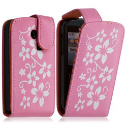 Housse coque étui pour Samsung Chat 335 S3350 motif fleur couleur rose pâle