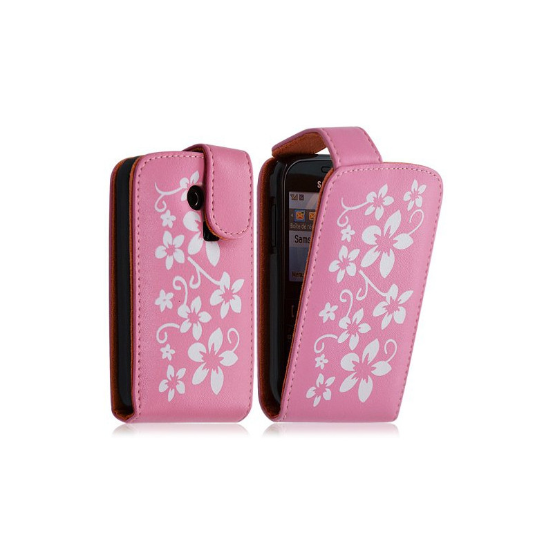 Housse coque étui pour Samsung Chat 335 S3350 motif fleur couleur rose pâle