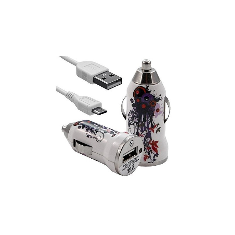 Chargeur voiture allume cigare USB motif HF12 pour Samsung Galaxy Grand Duos I9082