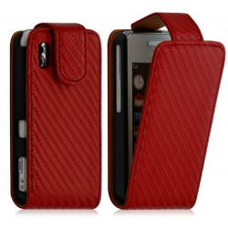 Housse coque étui Gaufré pour Samsung Player One S5230 couleur rouge