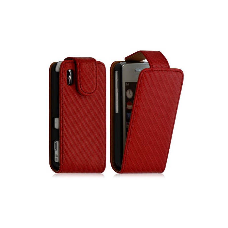 Housse coque étui Gaufré pour Samsung Player One S5230 couleur rouge