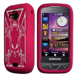 Housse coque en silicone rose fuchsia motif tête de mort pour Samsung Player 5 S5560 + film protecteur d'écran