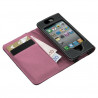 Housse etui portefeuille pour Apple Iphone 4 / 4S couleur rose + Film protecteur