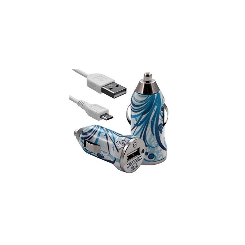 Chargeur auto allume cigare motif HF08 pour Samsung Galaxy : Grand, Grand 2, Grand Lite, Grand Prime, Core, Core 2, Core Prime,