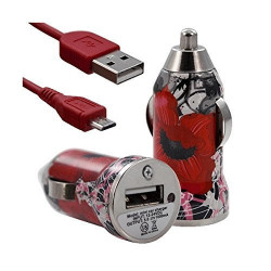 Chargeur auto allume cigare motif CV01 pour Archos : 50 Diamond, Diamond S, Diamond Plus, 50d Helium 4G, 50e Helium, 50 Helium +