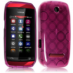 Coque style Cercle pour Nokia Asha 306 Couleur Rose Fushia Translucide