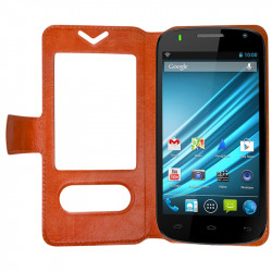 Housse Coque Etui S-view Universel M Couleur Orange pour Logicom S450