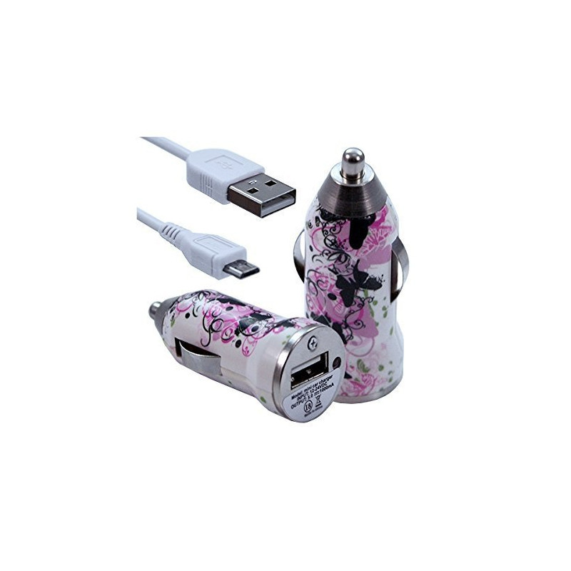 Chargeur auto allume cigare motif CV14 pour Samsung Galaxy : S2, S3, S4, S4 mini, S4 Zoom, S4 Active, S5, S5 mini, S5 Active,