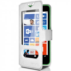 Housse Coque Etui S-view Universel M Couleur Blanc pour Nokia Lumia 635