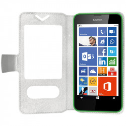 Housse Coque Etui S-view Universel M Couleur Blanc pour Nokia Lumia 635