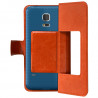 Housse Coque Etui S-view Universel M Couleur Orange pour Samsung Galaxy S5 Mini