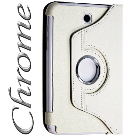 Housse Coque Etui Anneau Style Chrome Pour Samsung Galaxy Note 8.0 N5100 Avec Rotation 360 Degrés Couleur Blanc