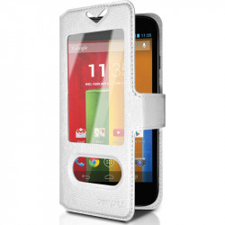 Housse Coque Etui S-view Universel M Couleur Blanc pour Motorola Moto G 4G