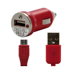 Chargeur auto allume cigare rouge pour Samsung Galaxy : Grand, Grand 2, Grand Lite, Grand Prime, Core, Core 2, Core Prime,